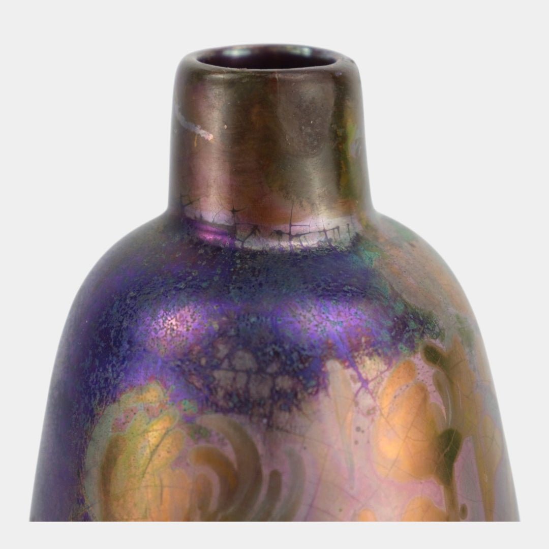 Weller Sicard 1902-07 Art Nouveau Iridescent Luster Floral Tall Bottle Vase 397