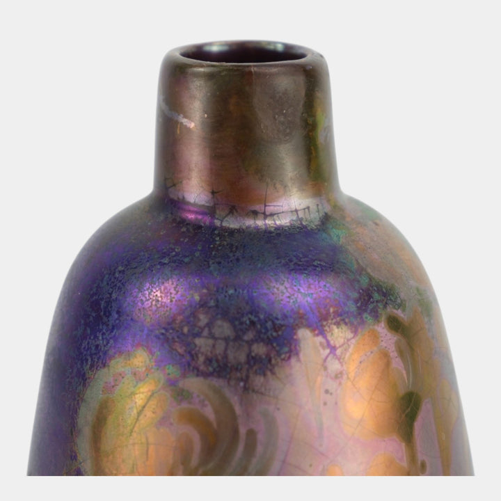 Weller Sicard 1902-07 Art Nouveau Iridescent Luster Floral Tall Bottle Vase 397