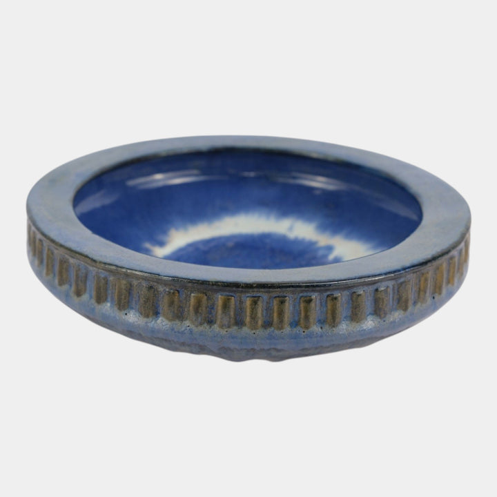 Fulper Arts And Crafts Pottery Blue Flambe Decorated Outer Rim Bowl 407M