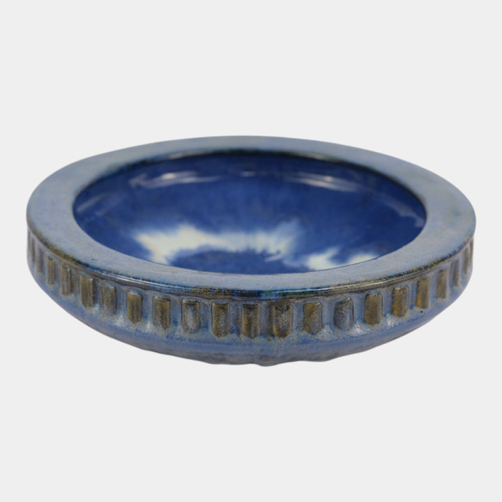 Fulper Arts And Crafts Pottery Blue Flambe Decorated Outer Rim Bowl 407M