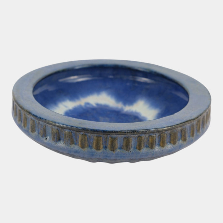 Fulper Arts And Crafts Pottery Blue Flambe Decorated Outer Rim Bowl 407M