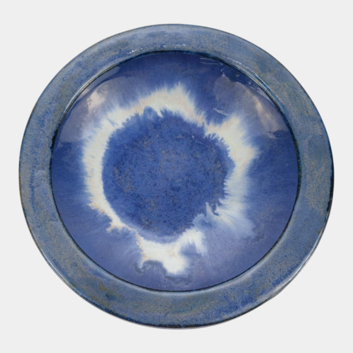 Fulper Arts And Crafts Pottery Blue Flambe Decorated Outer Rim Bowl 407M