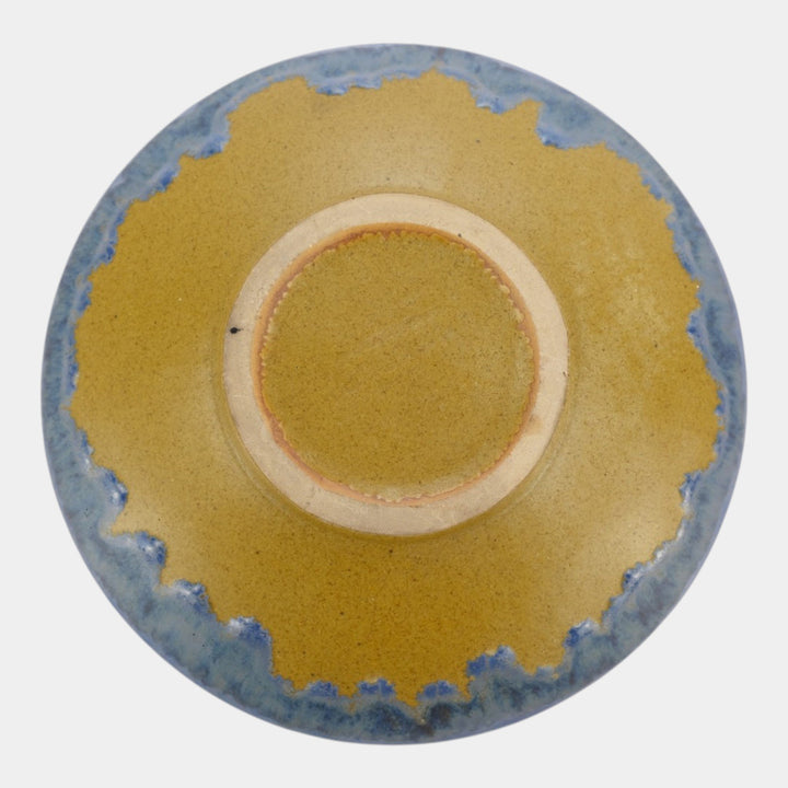 Fulper Arts And Crafts Pottery Blue Flambe Decorated Outer Rim Bowl 407M