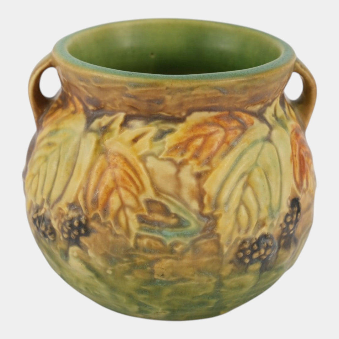 Roseville Blackberry 1932 Vintage Art Pottery Green Ceramic Bulbous Vase 567-4