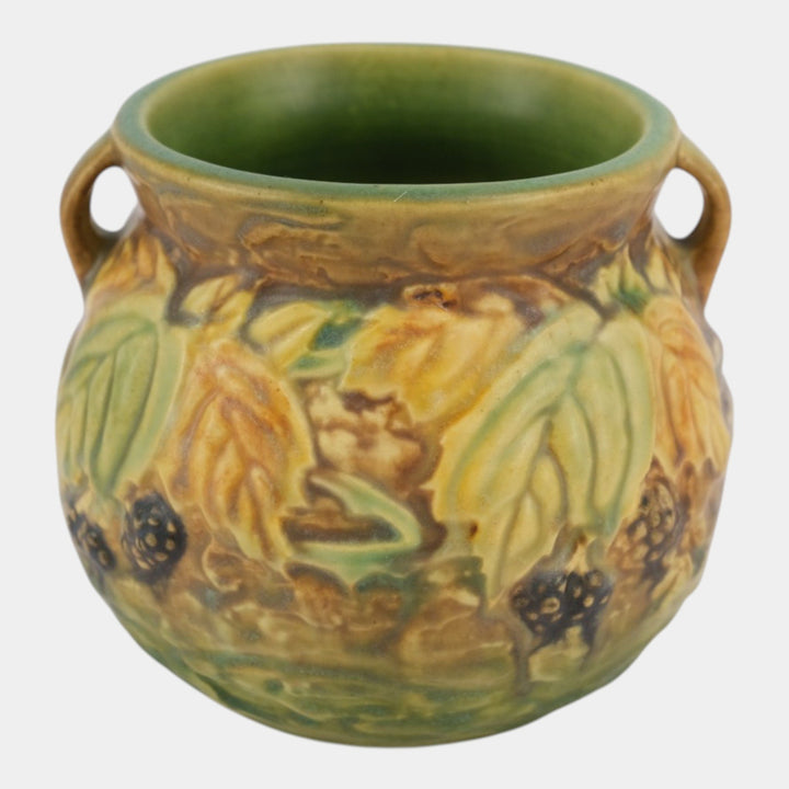 Roseville Blackberry 1932 Vintage Art Pottery Green Ceramic Bulbous Vase 567-4