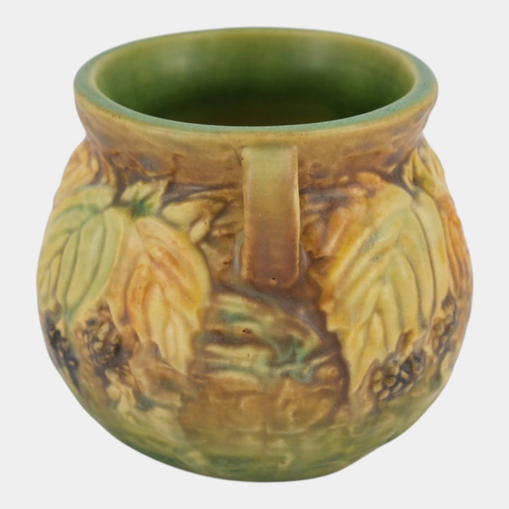 Roseville Blackberry 1932 Vintage Art Pottery Green Ceramic Bulbous Vase 567-4
