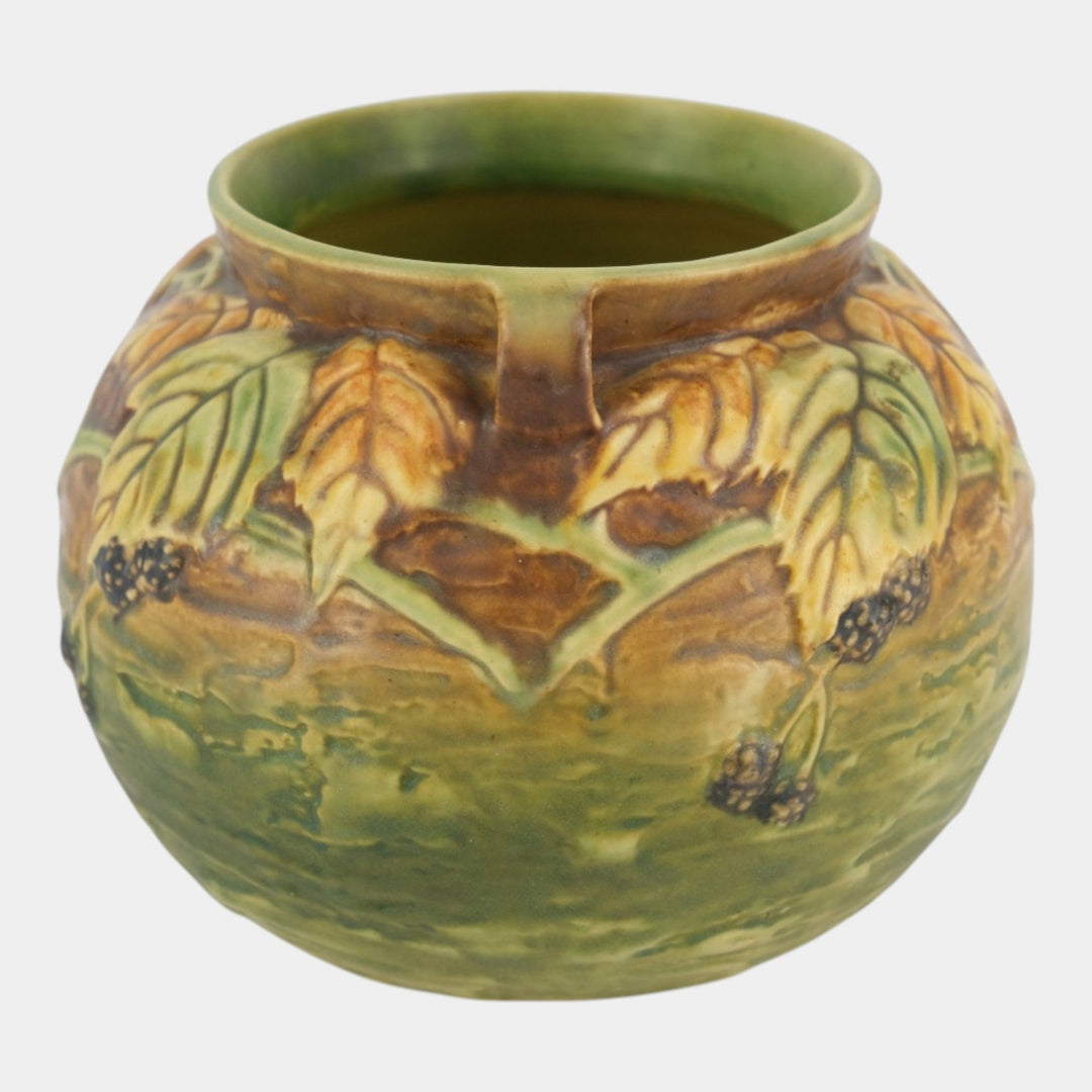 Roseville Blackberry 1932 Vintage Art Pottery Green Bulbous Ceramic Vase 574-6