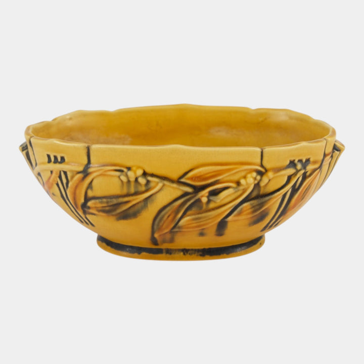 Roseville Laurel 1934 Vintage Arts And Crafts Pottery Yellow Console Bowl