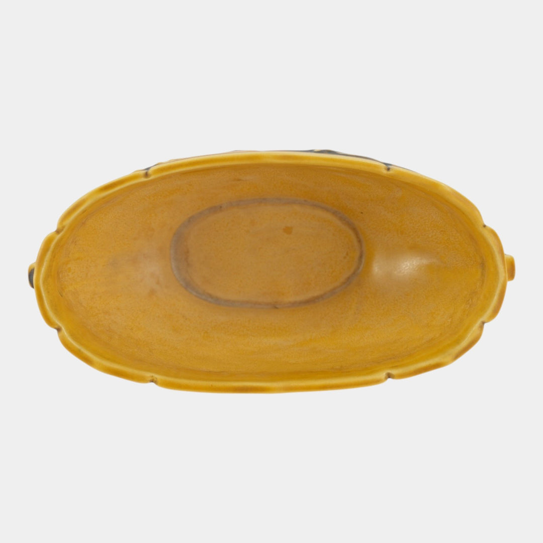 Roseville Laurel 1934 Vintage Arts And Crafts Pottery Yellow Console Bowl