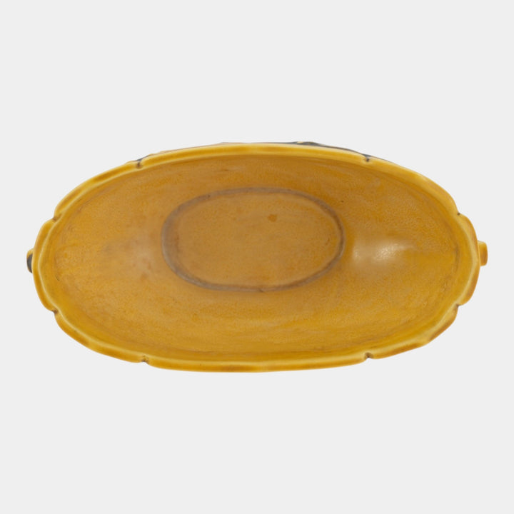 Roseville Laurel 1934 Vintage Arts And Crafts Pottery Yellow Console Bowl