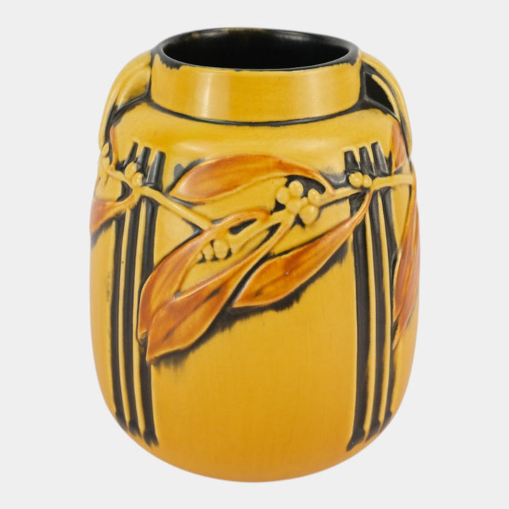 Roseville Laurel 1934 Vintage Arts And Crafts Pottery Yellow Ceramic Vase 672-8
