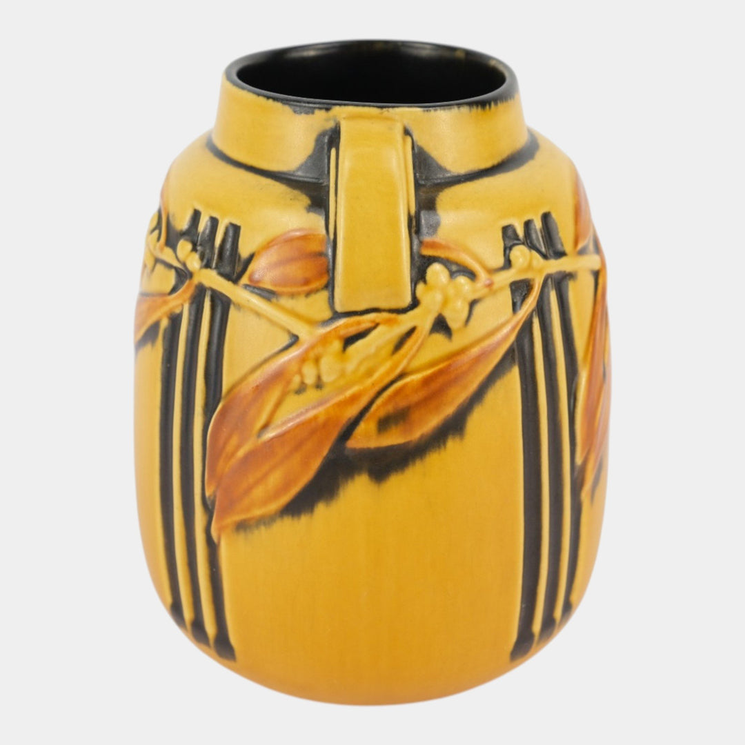 Roseville Laurel 1934 Vintage Arts And Crafts Pottery Yellow Ceramic Vase 672-8