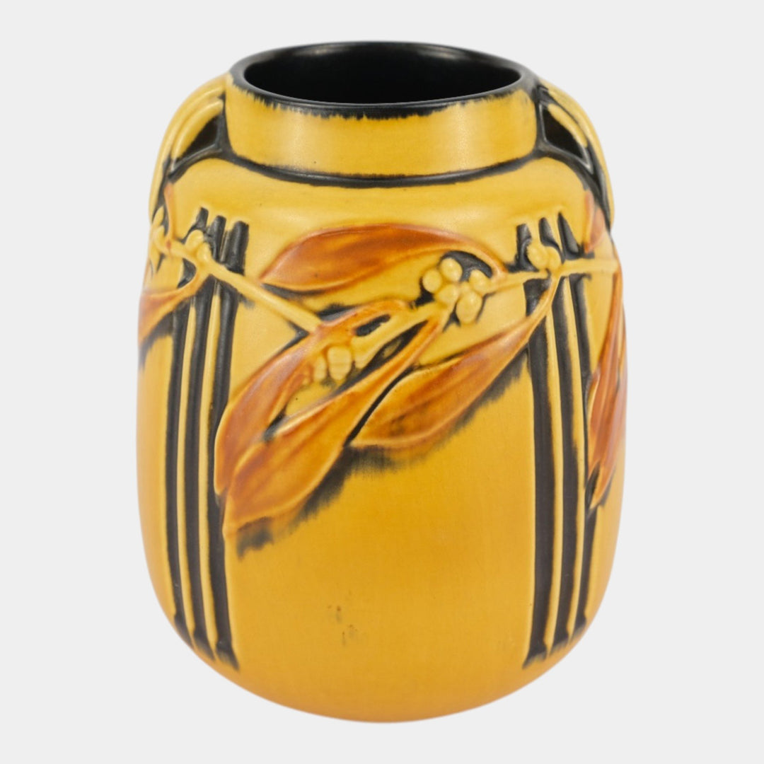 Roseville Laurel 1934 Vintage Arts And Crafts Pottery Yellow Ceramic Vase 672-8