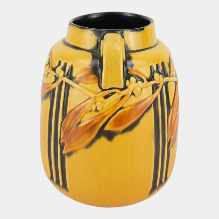 Roseville Laurel 1934 Vintage Arts And Crafts Pottery Yellow Ceramic Vase 672-8