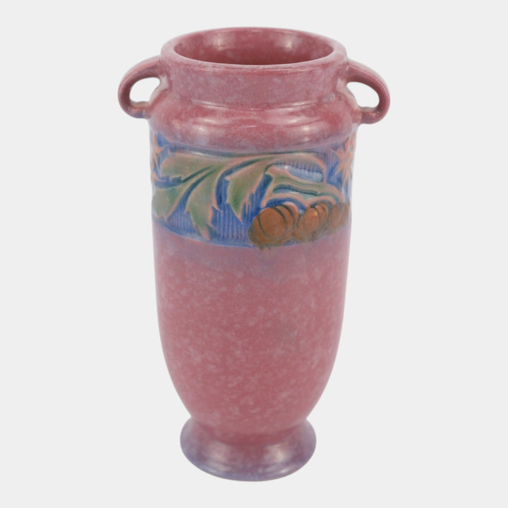 Roseville Baneda Pink 1932 Vintage Arts And Crafts Pottery Flower Vase 590-7
