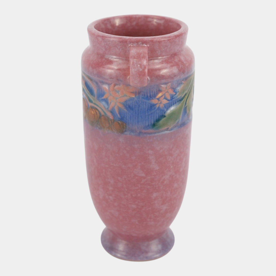 Roseville Baneda Pink 1932 Vintage Arts And Crafts Pottery Flower Vase 590-7