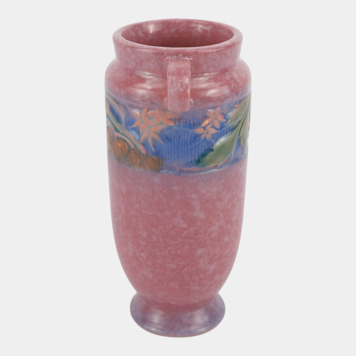 Roseville Baneda Pink 1932 Vintage Arts And Crafts Pottery Flower Vase 590-7