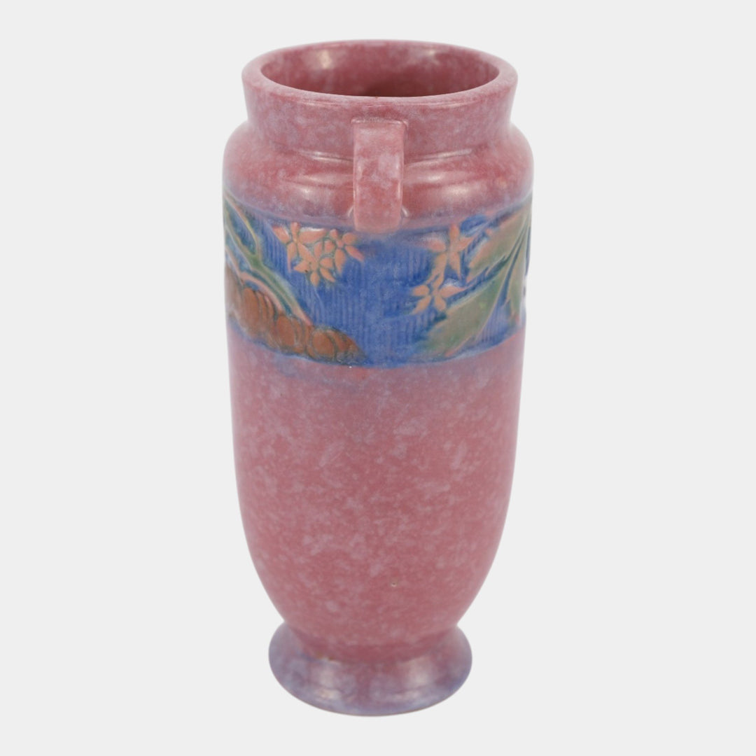 Roseville Baneda Pink 1932 Vintage Arts And Crafts Pottery Flower Vase 590-7