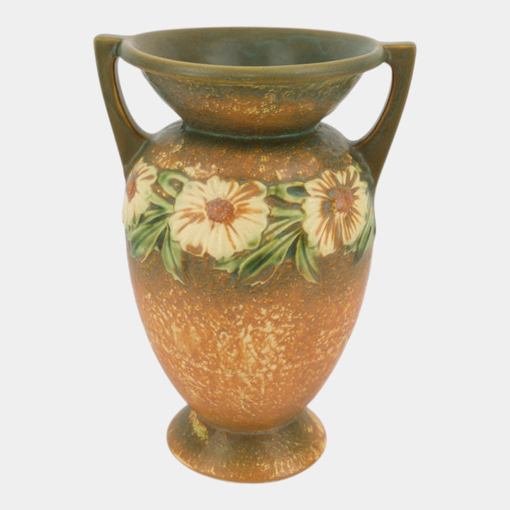 Roseville Dahlrose Brown 1928 Vintage Arts And Crafts Pottery Flower Vase 369-10