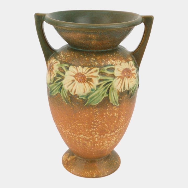 Roseville Dahlrose Brown 1928 Vintage Arts And Crafts Pottery Flower Vase 369-10