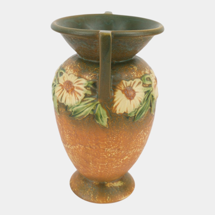 Roseville Dahlrose Brown 1928 Vintage Arts And Crafts Pottery Flower Vase 369-10