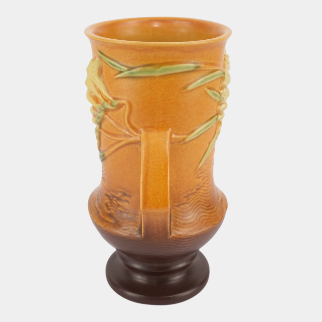 Roseville Freesia Brown 1945 Vintage Mid Century Modern Art Pottery Vase 123-9