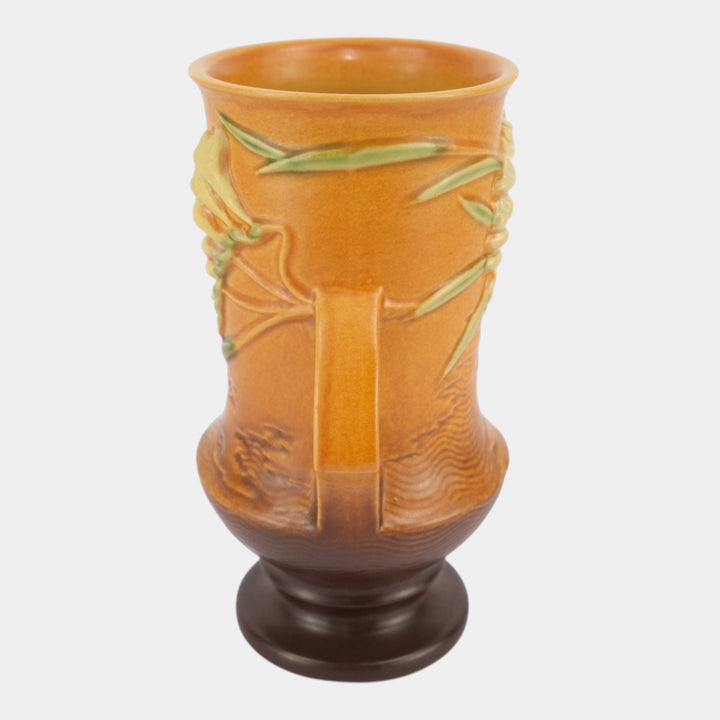 Roseville Freesia Brown 1945 Vintage Mid Century Modern Art Pottery Vase 123-9