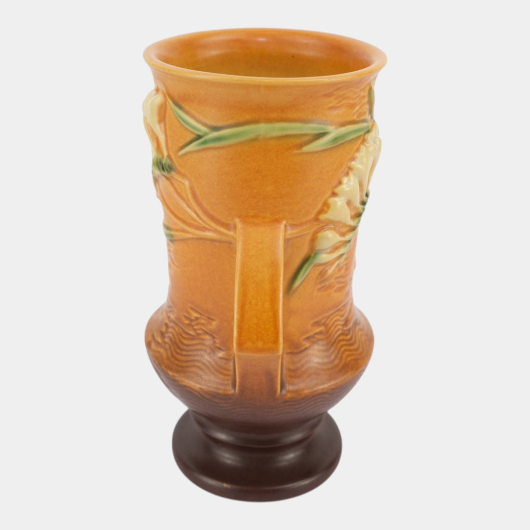Roseville Freesia Brown 1945 Vintage Mid Century Modern Art Pottery Vase 123-9