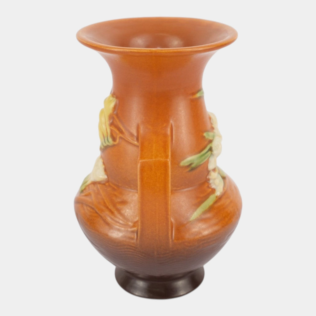 Roseville Freesia Brown 1945 Vintage Art Pottery Ceramic Vase 122-8