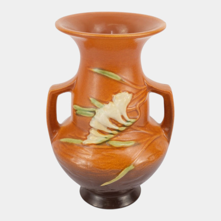 Roseville Freesia Brown 1945 Vintage Art Pottery Ceramic Vase 122-8