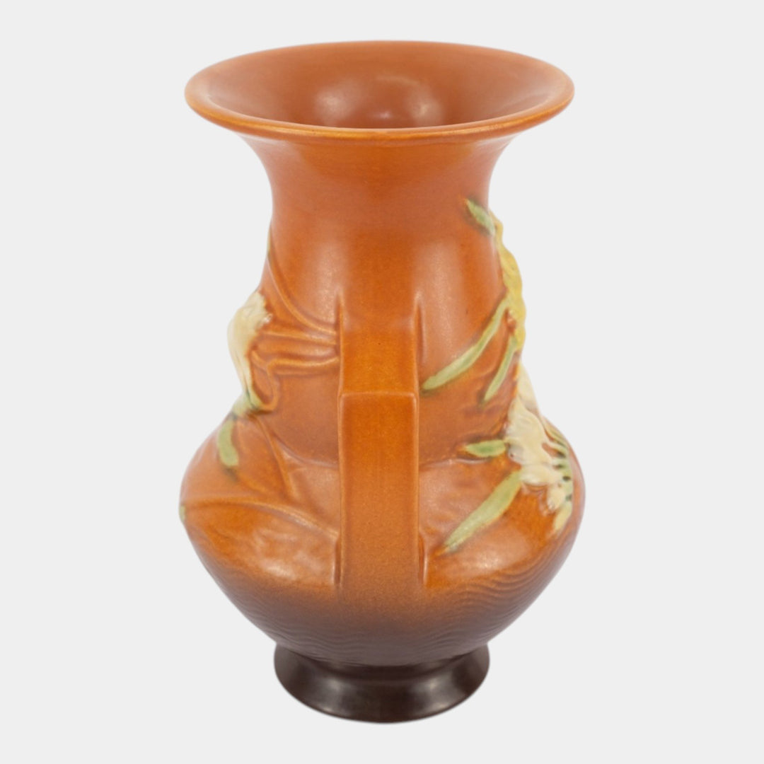 Roseville Freesia Brown 1945 Vintage Art Pottery Ceramic Vase 122-8