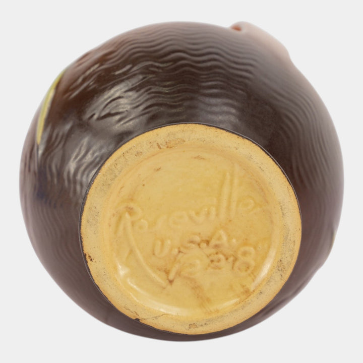 Roseville Freesia Brown 1945 Vintage Art Pottery Ceramic Vase 122-8