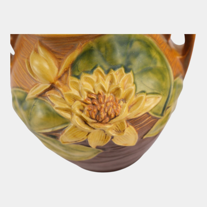 Roseville Water Lily Brown 1943 Vintage Art Pottery Ceramic Cookie Jar 1-8