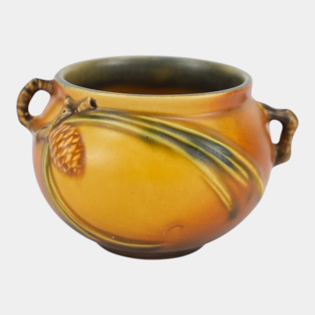 Roseville Pine Cone Brown 1936 Vintage Pottery Jardiniere Planter 632-3