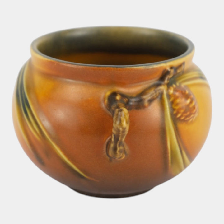 Roseville Pine Cone Brown 1936 Vintage Pottery Jardiniere Planter 632-3
