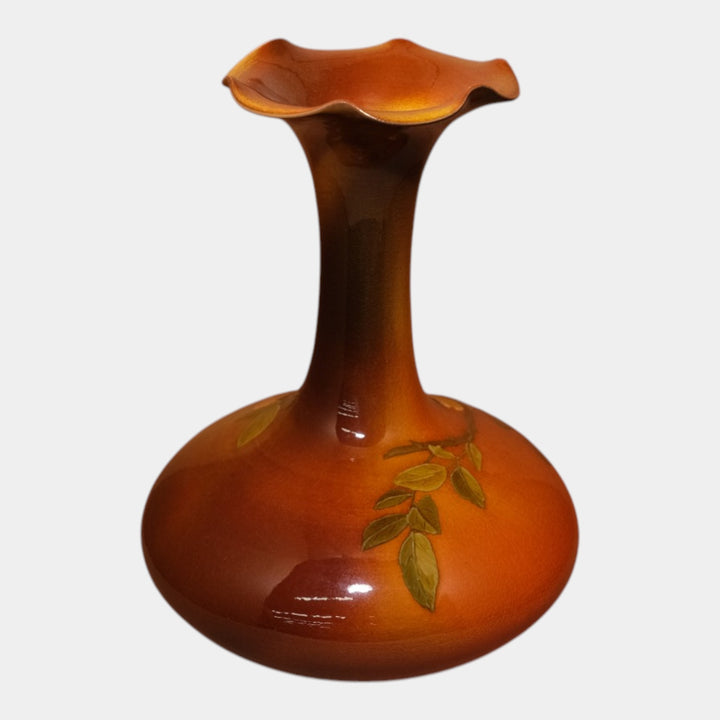 Rookwood 1893 Brown Standard Glaze Floral Art Pottery Bulbous Vase 468D Coyne - Just Art Pottery