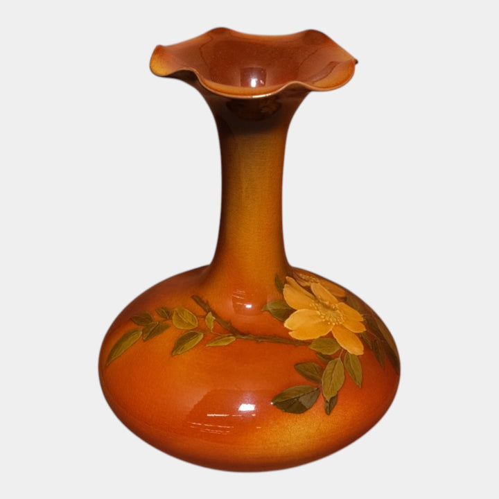 Rookwood 1893 Brown Standard Glaze Floral Art Pottery Bulbous Vase 468D Coyne - Just Art Pottery