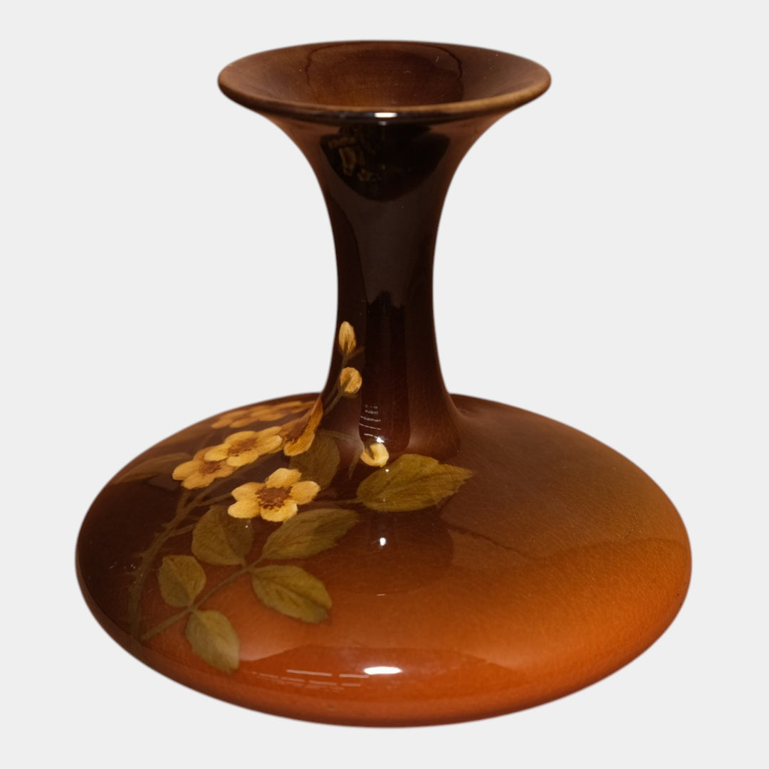 Rookwood 1901 Art Pottery Brown Floral Decorated Bud Vase 715DD Demarest