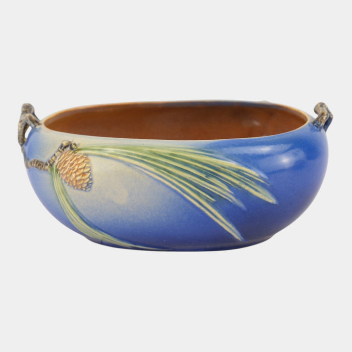 Roseville Pine Cone Blue 1935 Vintage Art Deco Pottery Ceramic Bowl 276-9