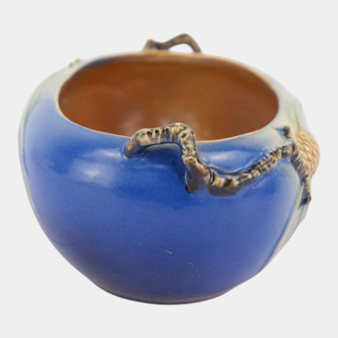 Roseville Pine Cone Blue 1935 Vintage Art Deco Pottery Ceramic Bowl 276-9