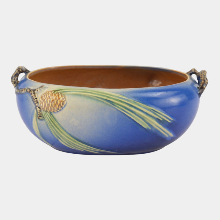 Roseville Pine Cone Blue 1935 Vintage Art Deco Pottery Ceramic Bowl 276-9
