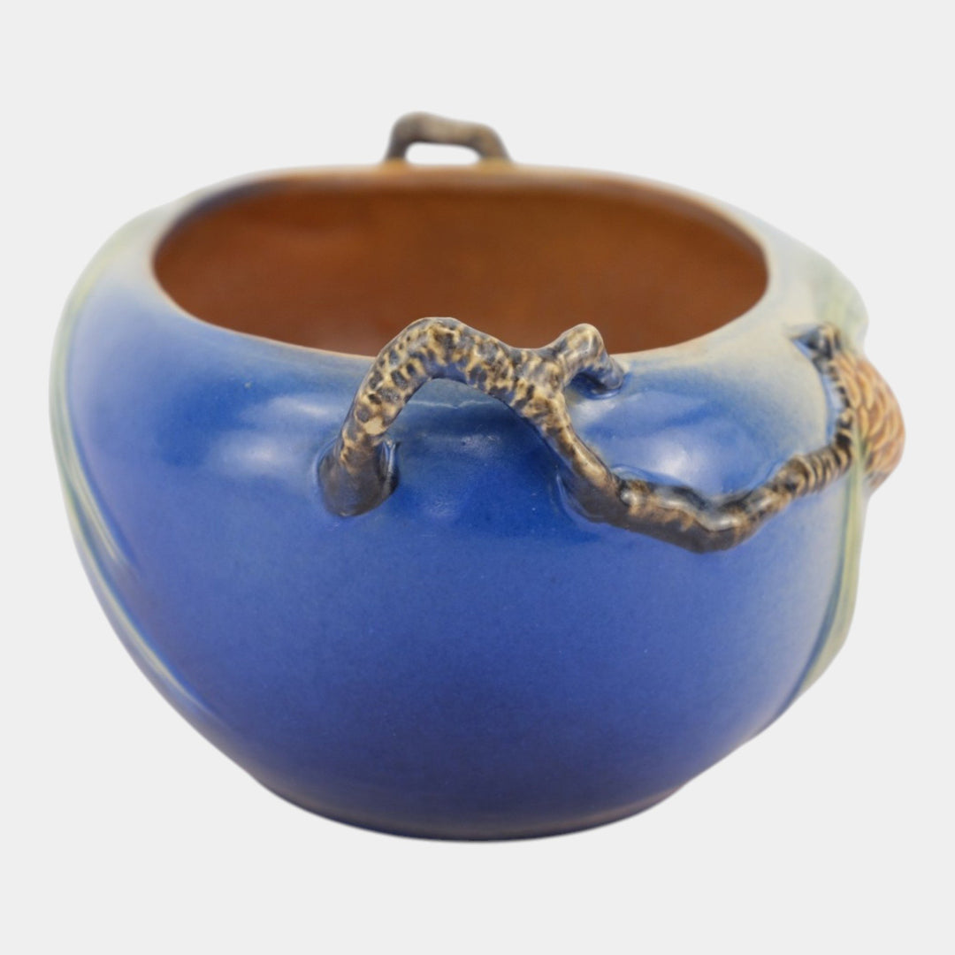 Roseville Pine Cone Blue 1935 Vintage Art Deco Pottery Ceramic Bowl 276-9