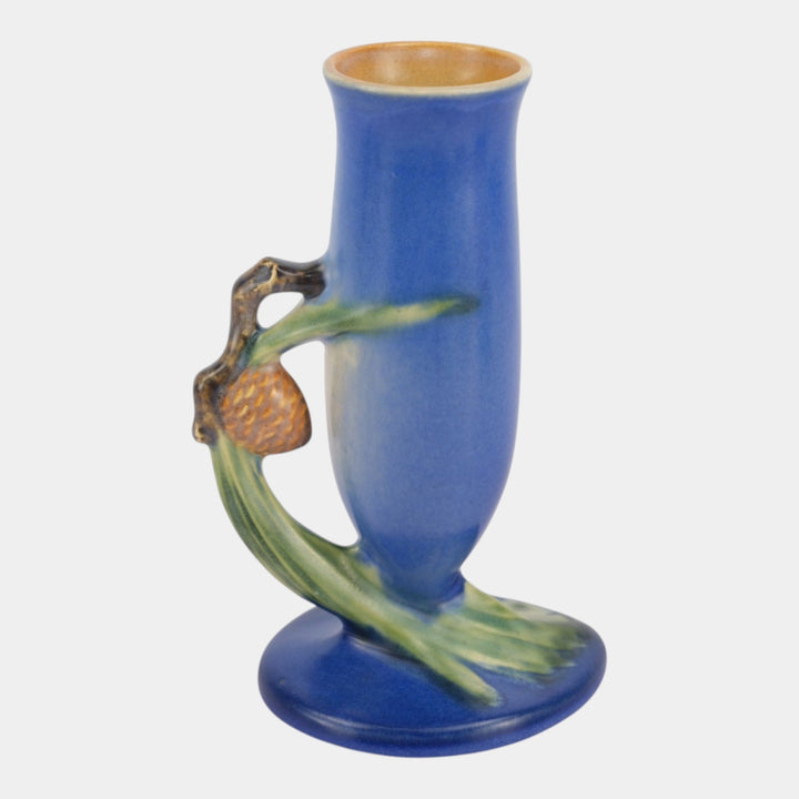 Roseville Pine Cone Blue 1935 Vintage Art Pottery Ceramic Bud Vase 112-7
