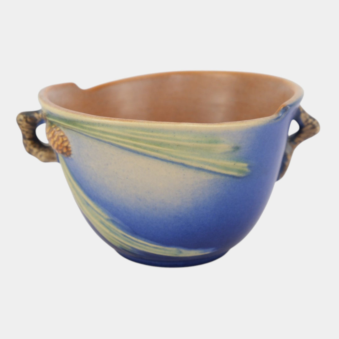Roseville Pine Cone Blue 1936 Vintage Art Pottery Ceramic Bowl 320-5