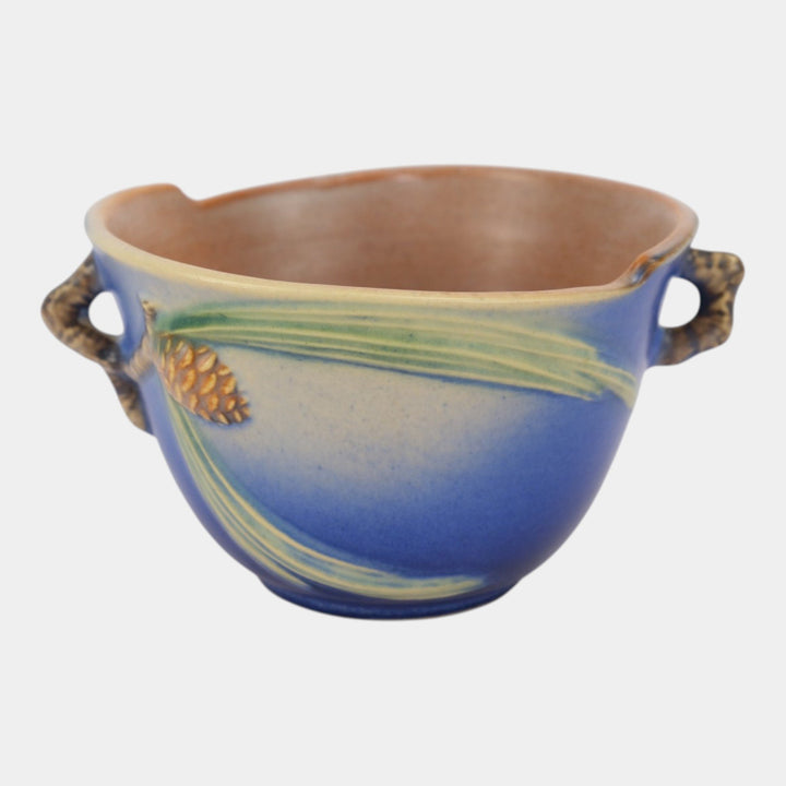 Roseville Pine Cone Blue 1936 Vintage Art Pottery Ceramic Bowl 320-5