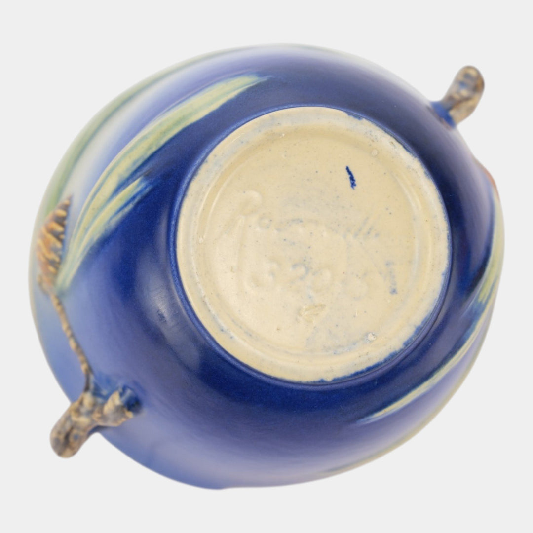 Roseville Pine Cone Blue 1936 Vintage Art Pottery Ceramic Bowl 320-5