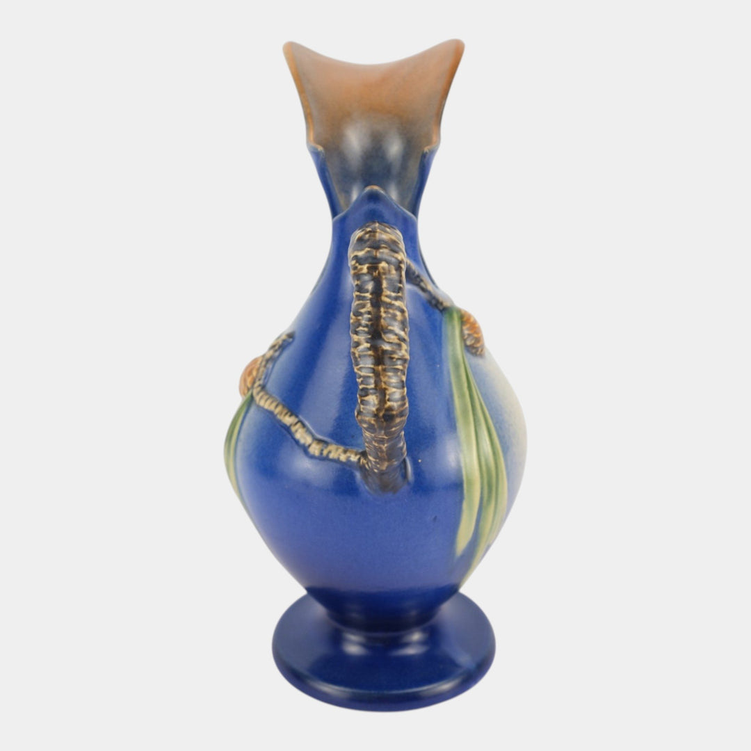 Roseville Pine Cone Blue 1936 Vintage Art Pottery Ceramic Ewer 909-10