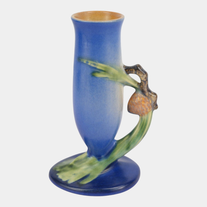 Roseville Pine Cone Blue 1935 Vintage Art Pottery Ceramic Bud Vase 112-7