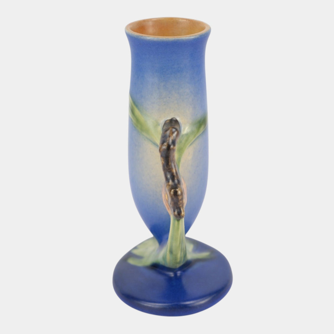 Roseville Pine Cone Blue 1935 Vintage Art Pottery Ceramic Bud Vase 112-7