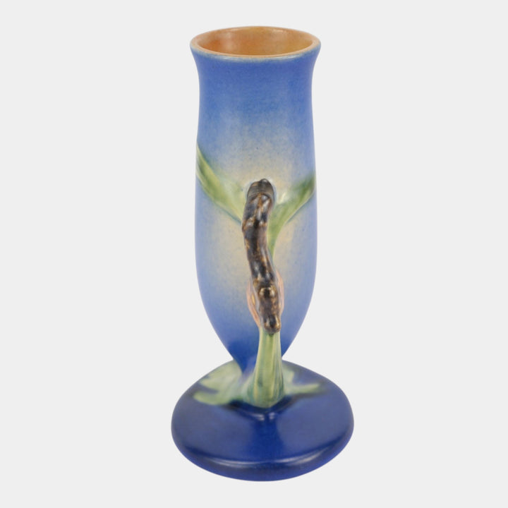 Roseville Pine Cone Blue 1935 Vintage Art Pottery Ceramic Bud Vase 112-7